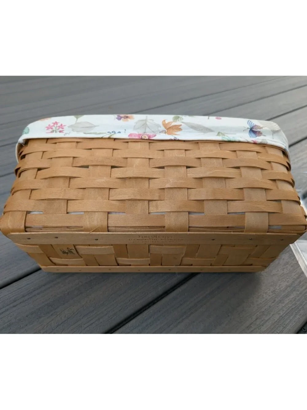 Longaberger 2003 Vanity Basket w/ 2 Plastic Protectors & Botanical Fields Liner